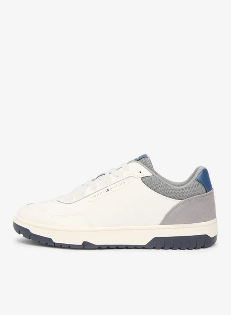 TOMMY HILFIGER Mixed Texture Basketball Trainers With Leather